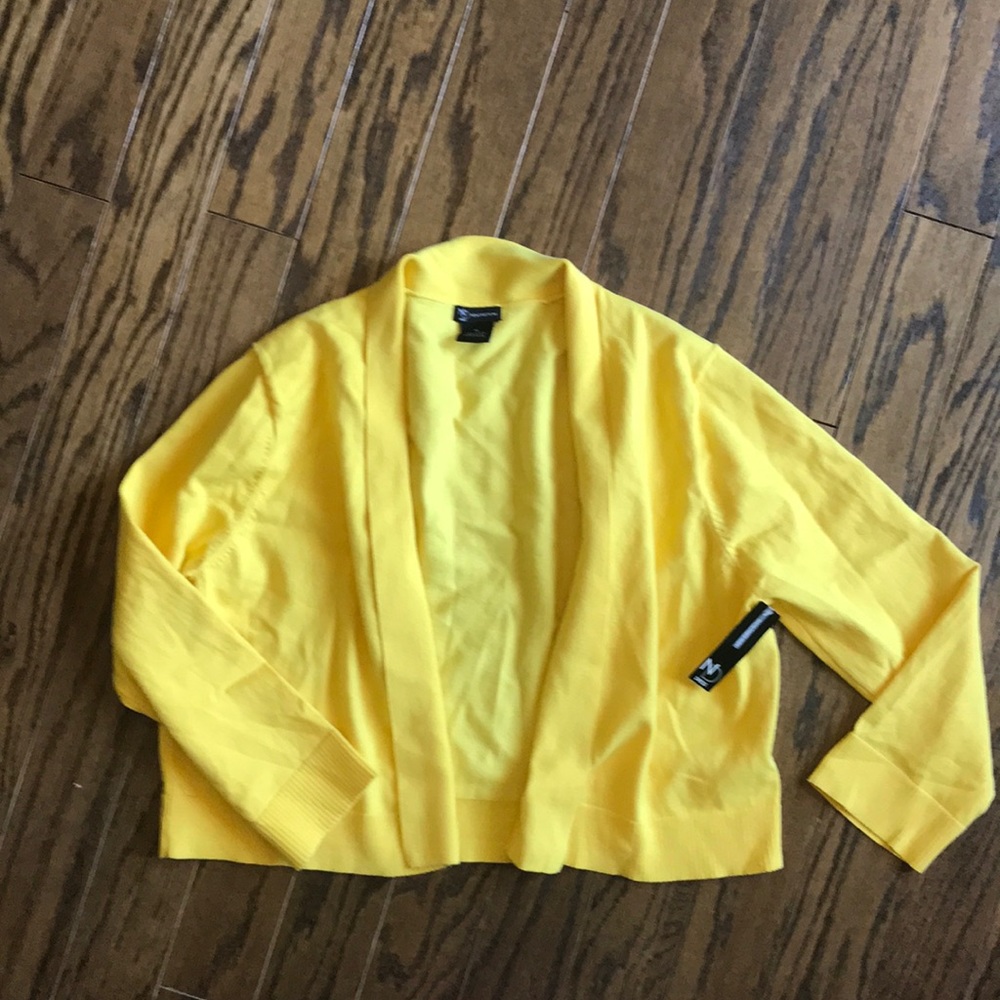 New Directions Yellow Cropped Cadigan